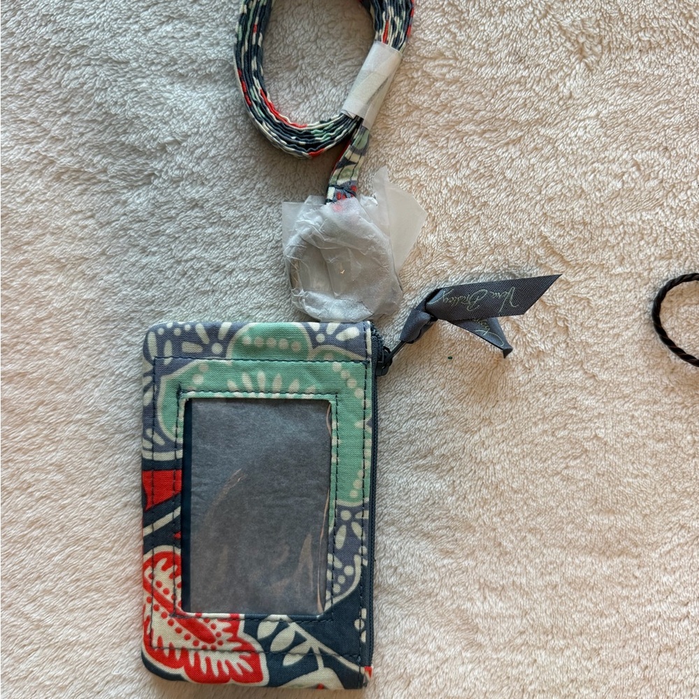 Vera Bradley Navy, Green & Red Floral Lanyard ID Case